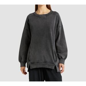 Free People Intercept Oversized Sweatshirt Black Kangaroo Pocket XS NWT